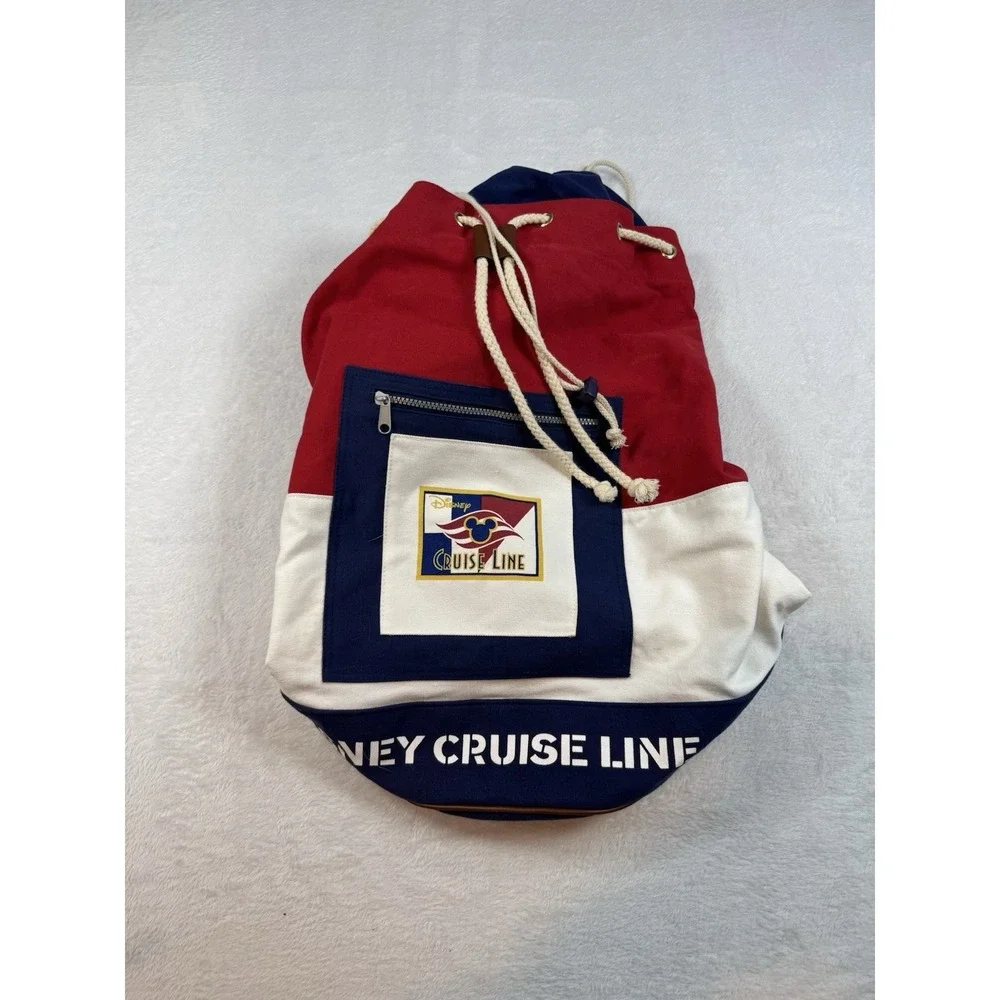Disney Cruise Line Backpack Duffle‎ Bag Red White Blue Canvas Approx 15.5x26.10